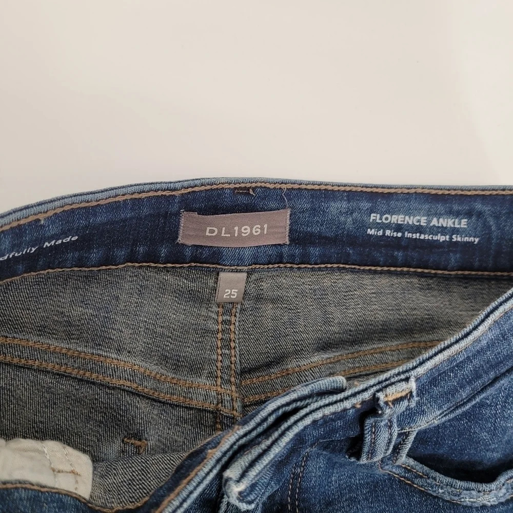 Dl1961 Florence Ankle mid rise instasculpt skinny denim jeans size 25 - Picture 4 of 8